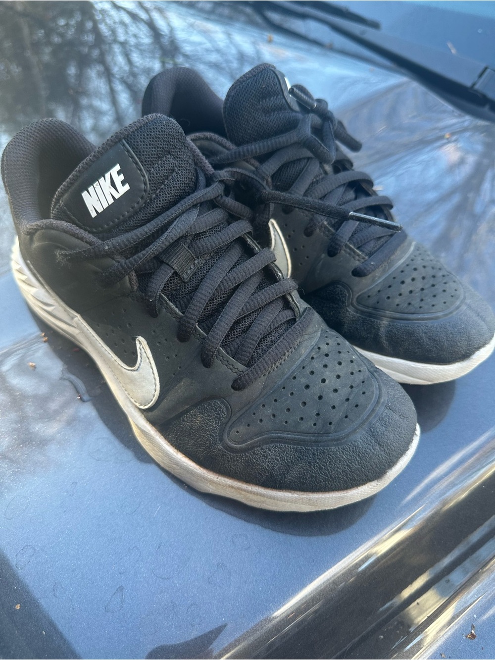 Nike Black with White Swoosh Low-Top Turf Sneakers